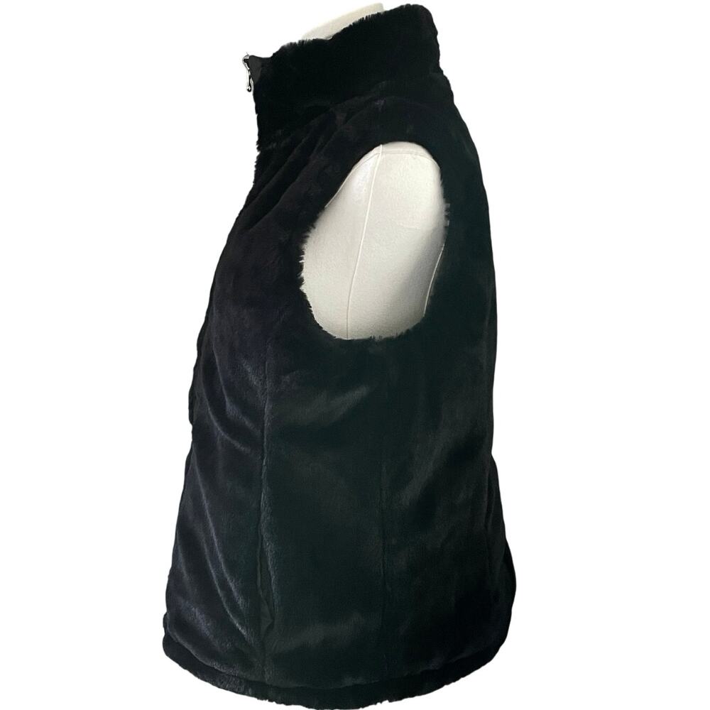 Reversible Faux Fur Vest Keren Hart Size Medium Cozy Apres Ski Winter Resortwear - Picture 4 of 12